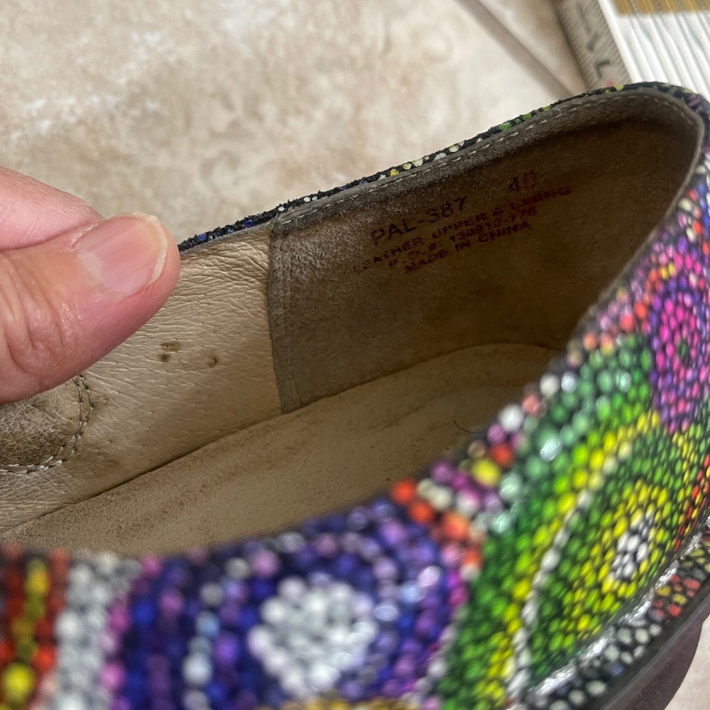 Alegria Paloma Multi Color Mosaic Dot Leather Mary Jane Clog Shoes Woman 9.5-10 - Picture 10 of 11